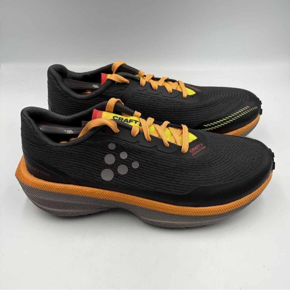 CRAFT Men's Black/Orange Low Top Lace-Up Trail Running Athletic Sneakers